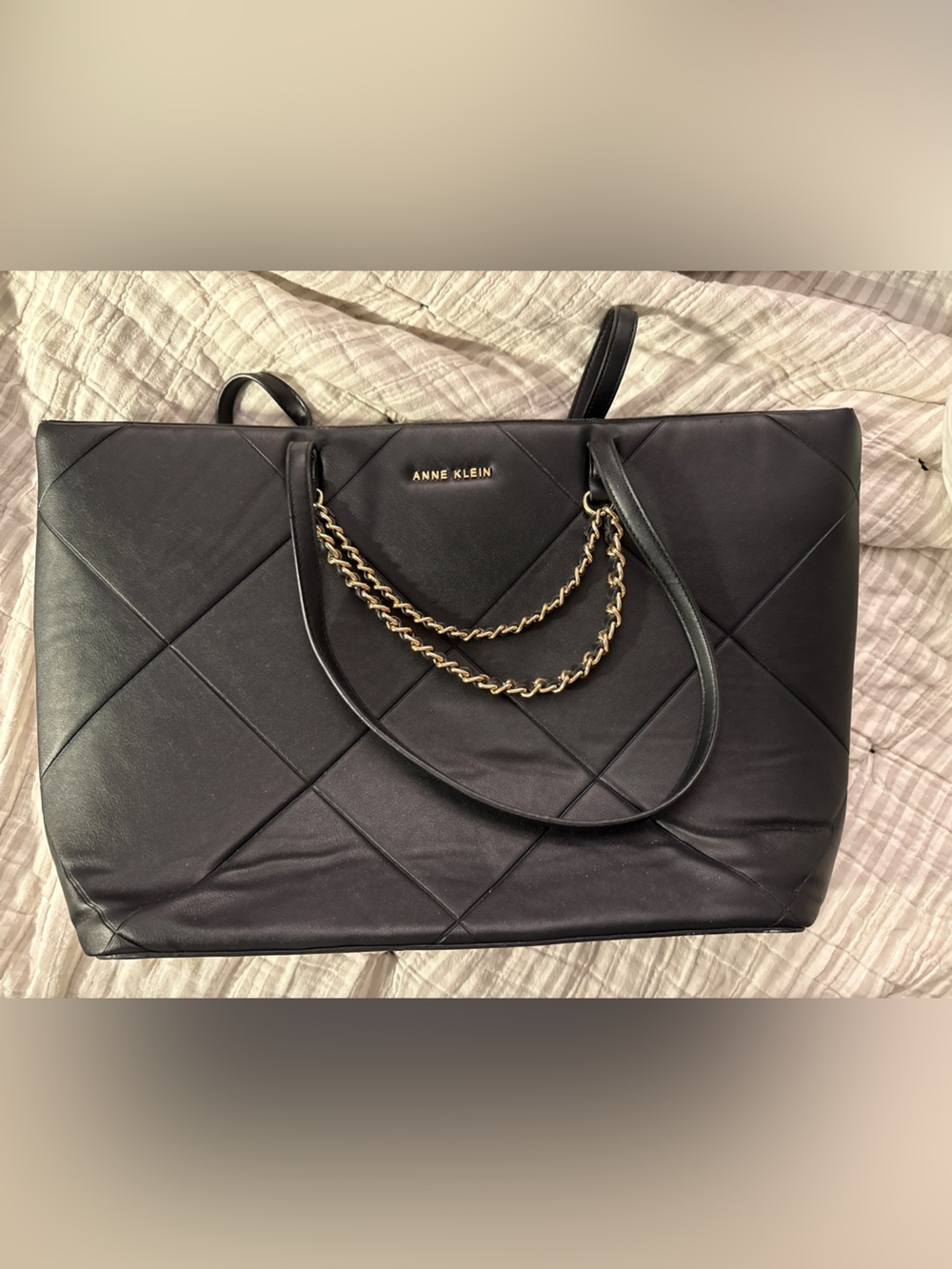 Anne Klein Black Quilted Tote
